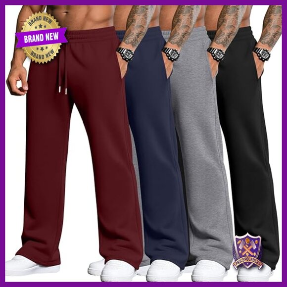 4 Pack Men's Big Tall Sweatpants Athletic Joggers Lounge Drawstring Pockets